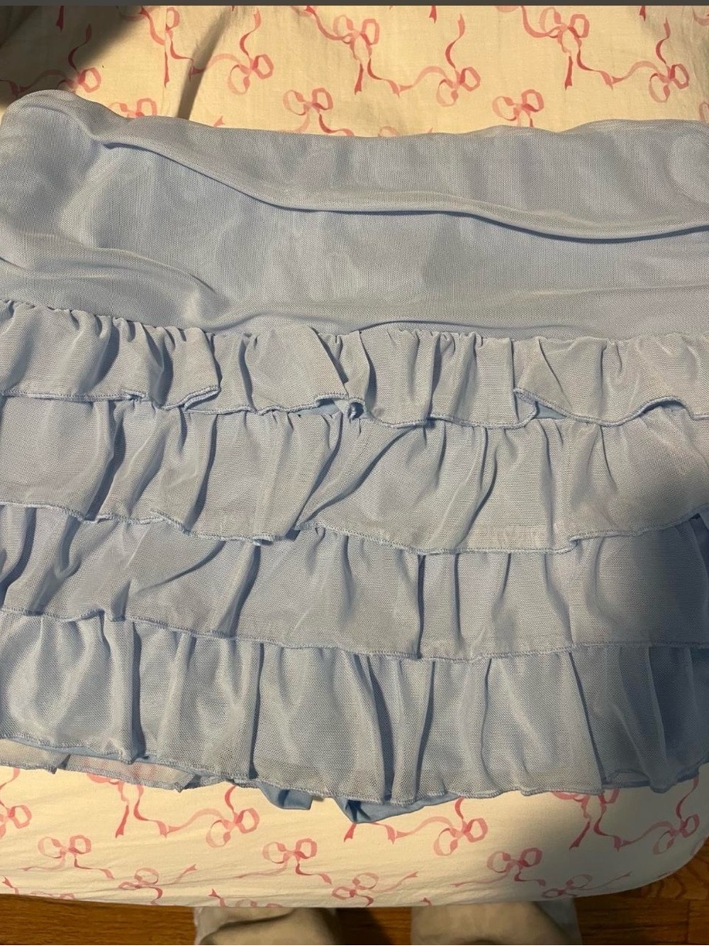 SHEIN Light Blue Ruffle Tiered Mini Skirt
